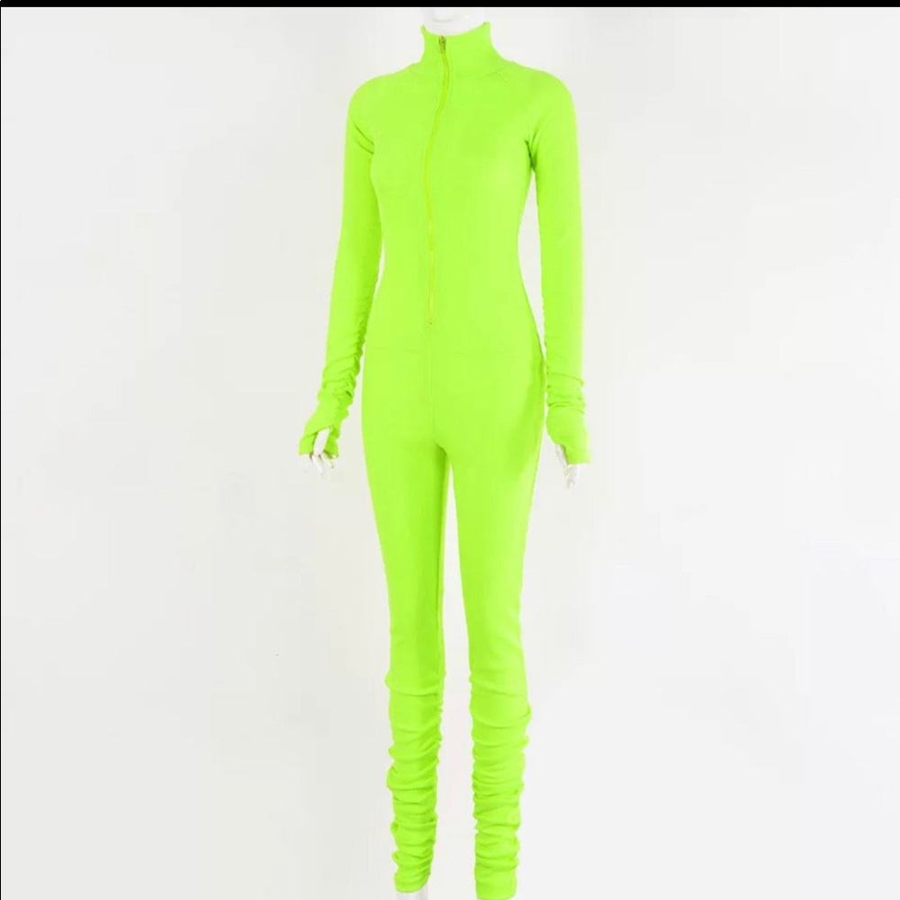 Neon gloved jumpsuit scrunchy